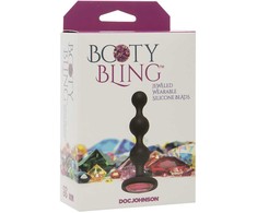 Doc Johnson Booty Bling Silicone Beaded Plug with Jewel Medium Juodas
