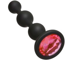 Doc Johnson Booty Bling Silicone Beaded Plug with Jewel Medium Juodas