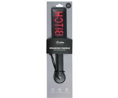 Easytoys Ouch! Juodas Leather Paddle with Raudona Lettering - Ergonomic Handle