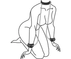 EasyToys Adjustable Faux Leather Bondage Collar with Detachable Handcuffs