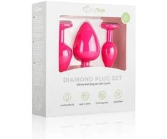 Rožinė EasyToys Silicone Jewel Plug Set Rožinė - 3 Sizes, Decorative Base