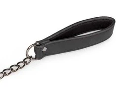EasyToys Adjustable Faux Leather Collar with Metal Chains, Juodas