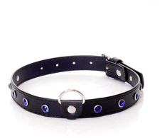 Fetish B Series Bdsm bondage dominantinė apykaklė 2cm odinė tamsiai mėlyna