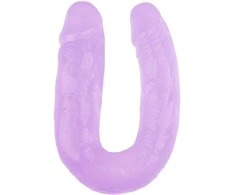 Hi Rubber Bent dvigubas styguotas dildo lesbietiškam seksui 18 cm