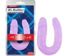 Hi Rubber Bent dvigubas styguotas dildo lesbietiškam seksui 18 cm