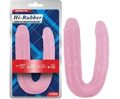 Hi Rubber Labas Rubber Bent rožinė vingiuota dildo lesbietiška seksas 22,5 cm