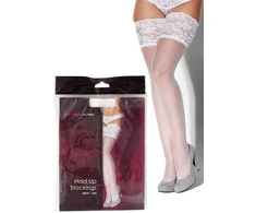 Kiss Me Erotinės plonos nėriniuotos kojinės balta l/xl