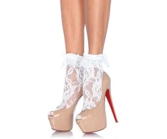 Leg Avenue Europe Leg Avenue Apatiniai drabužiai-LACE ANKLET WITH RUFFLE Baltas OS