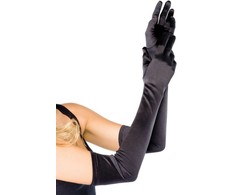 Leg Avenue Extra Long Satin Gloves Juodas Stretch 60cm