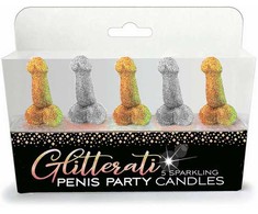 Little Genie Productions Glitterati Elegant Metallic Candle Set - Gold &amp; Sidabrinis Party Decor 5 pcs