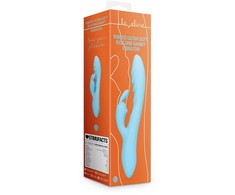 Loveline By Shots Mėlyna Loveline Ribbed Ultra Soft Silicone Rabbit Vibrator Glacial Mėlyna
