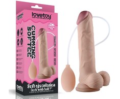 LoveToy 9 colių minkštas ejakuliacijos penis su kamuoliuku