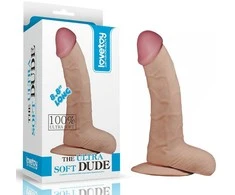 Lovetoy Storas styguotas dildo su siurbtuku ir kamuoliukais 20 cm