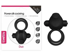 Lovetoy Silikoninis varpos žiedas „Power Clit Duo“ – juodas