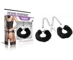 Lovetoy Fluffy juoda BDSM rankų ir kojų antrankiai