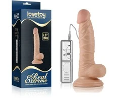 Lovetoy 7,5 colio ilgio itin stiprus vibruojantis dildo su minkšta oda