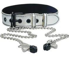 Lovetoy Harness apykaklė su speneliais ant grandinėlių bdsm
