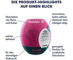 Satisfyer Masturbator Egg – Bubble Egg Masturbator Termoplastinis elastomeras (TPE)
