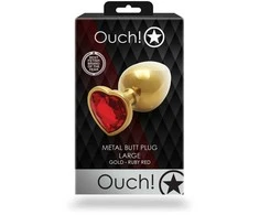 Ouch By Shots Ouch! Heart Gem Metal Intimate Plug Large - Jewel Base, Sidabrinis Finish