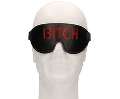 Ouch By Shots Ouch! Leather Eye Mask with Raudona Lettering - Adjustable, Juodas/Raudona