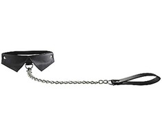 Ouch By Shots Ouch! Exclusive Adjustable Collar with Detachable Chain Leash Juodas