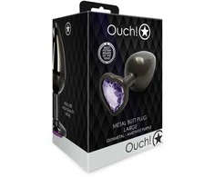 Ouch By Shots Ouch! Juoda ZATYCZKA PLUG ANALNY KOREK METALOWY Z DIAMENTEM 9 CM