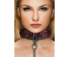 Ouch By Shots Sinner Gear Bondage Collar with Leash Juodas Neoprene Adjustable 52.5cm