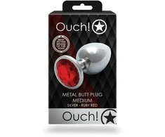 Ouch By Shots Ouch! METALOWY KOREK ANALNY PLUG Z DIAMENTEM 8 CM WODOODPORNY