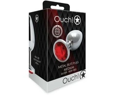Ouch By Shots Ouch! Aluminum Intimate Gem Plug Medium - Sidabrinis &amp; Crystal Accent