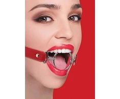 Ouch By Shots Ouch! Adjustable XL Ring Gag with Leather Straps Juodas