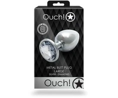Ouch By Shots Ouch! Aluminum Intimate Gem Plug Large - Sidabrinis with Crystal Base