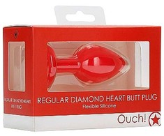 Ouch By Shots Sinner Gear Diamond Heart Silicone Plug Regular - Flexible Neck, Jewel Base