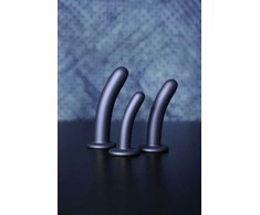 Ouch By Shots Mėlyna OUCH! Smooth Silicone 17 cm Intimate Model with Suction Cup, Metallic Mėlyna