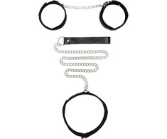 Ouch By Shots OUCH! Adjustable Velcro Collar with Leash and Suede-Lined Handcuffs