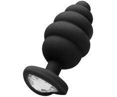 Ouch By Shots Sinner Gear Ribbed Diamond Heart Plug Large - Silicone, Decorative Base