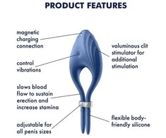 Satisfyer Duelist Mėlyna vibruojantis penio žiedas