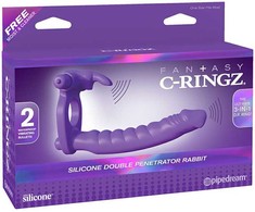 Pipedream FANTASY C-RINGZ Dvigubas silikoninis penetratorius triušis, violetinis
