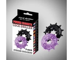 Power Escorts Cockdriller 2 pack juodas / violetinė 2 pack cockring 5 cm x 1,6 cm