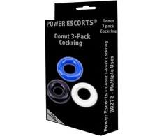 Power Escorts Ring-Donut Cockring 3 Pack-3 color mėlynas/clear/juodas