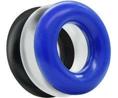 Power Escorts Ring-Donut Cockring 3 Pack-3 color mėlynas/clear/juodas