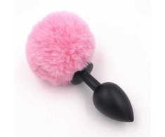 Power Escorts Bunny plug vidutinis juodas su rausva uodega 8 x 3,5 cm / 3,1 x 1,36 colio