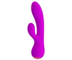 Pretty Love Įkraunamas vibratorius su masažuokliu 17cm 12 USB režimų