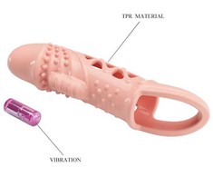 Pretty Love Cecelia Vibrating Extension Sleeve Natural TPR Adjustable Fit