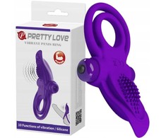 Pretty Love Vibrating Silicone Ring Dark Violetinė 10 Modes