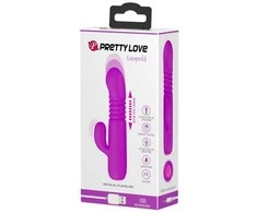 Pretty Love Vibrator Bunny su masažuokliu, slystančiu 15 cm 4 režimais