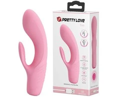 Vibratorius Pretty Love su klitorio masažuokliu ir 15 cm išsikišimais