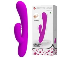„Pretty Love“ vibratorius su klitorio masažuokliu ir iškilimais, 19 cm