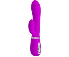 Vibratorius Pretty Love su klitorio masažuokliu ir 19 cm USB sukimu