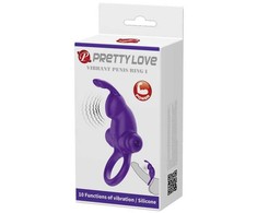 BoT Pretty Love I Rabbit Vibrating Silicone Partner Ring, Dark Violetinė
