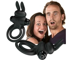 Pretty Love Male Pretty Love Vibrating Silicone Ring III Rabbit Juodas 10-Mode System